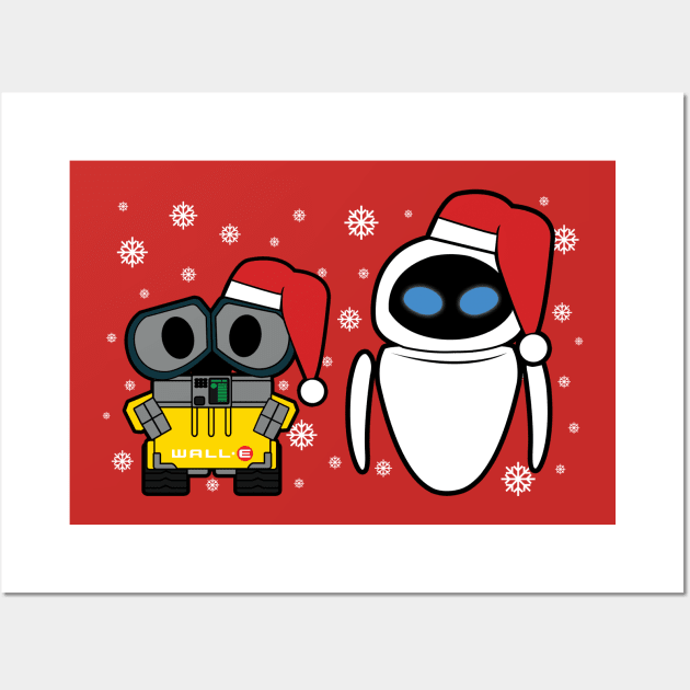 wall e and eve christmas Wall Art by liora natalia